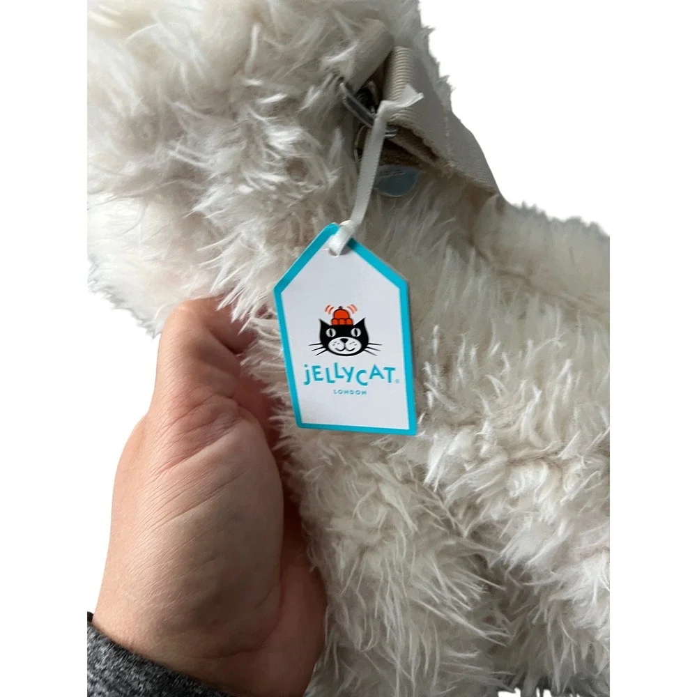 Jellycat Munro Scottie Dog Shoulder Bag‎ Cream Plush Crossbody NWT